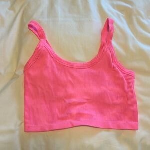 Pink ribbed tank top